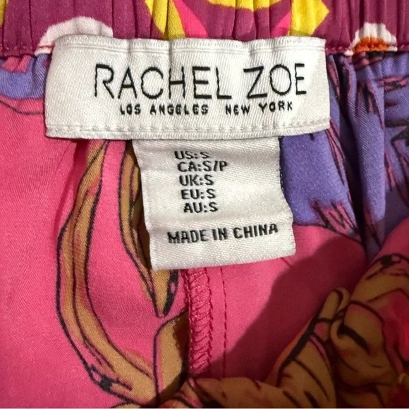 Rachel Zoe Wide-Leg Paisley Pull-On Silky Satin Flowy Pants - Picture 3 of 4